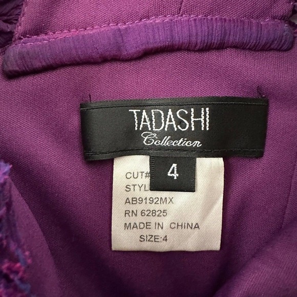 Tadashi Shoji Collection Sheath Cocktail Dress Size 4 Purple Pink Silk Pleated - Picture 5 of 10